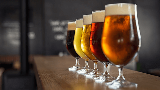 beer glasses on a table