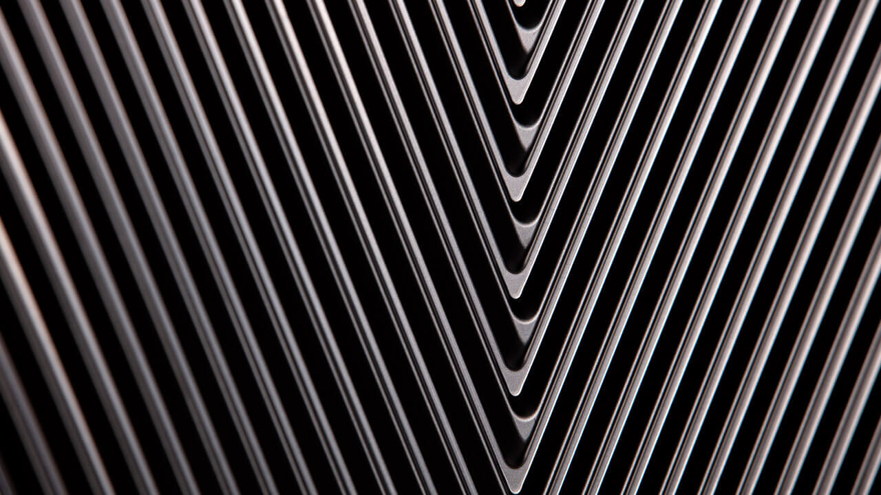 Close up of V pattern heat exchanger plates