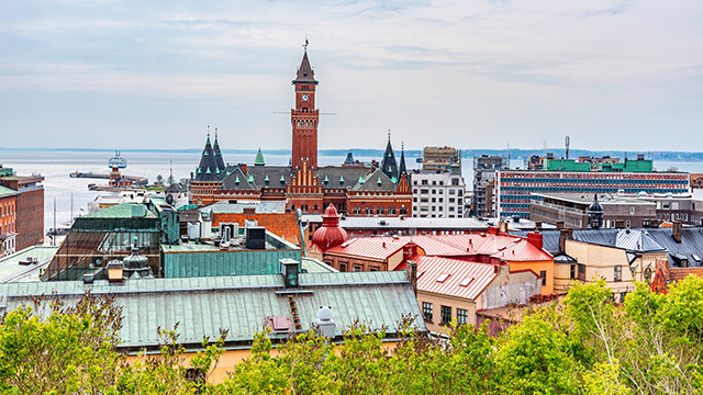 aerial view of Helsingborg in Sweden 640x360